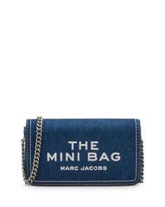 Marc Jacobs The Denim Chain Mini Bag Leather Mini Bag, American Fashion Designers, Sack Bag, The Tote Bag, Signature Print, Mini Crossbody Bag, Chain Strap, Mini Bag, Accessories Design