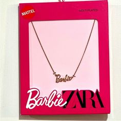 Zara X Barbie Necklace Good Plated Spell Out New In Box Starfish Necklace Gold, Barbie Necklace, Jewel Choker, Shell Charm Necklace, Zara Necklace, Metal Choker Necklace, Gold Chain Link Necklace, Rose Gold Chain Necklace, Rose Choker