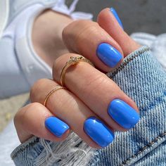 Bright Blue Nails, Nails Yellow, Bright Nails, Manicure E Pedicure, Nail Accessories, Cute Acrylic Nails