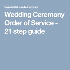 the wedding ceremony order of events