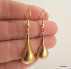 Vintage Raw Brass Drop Earrings by JSWMetalWorks Gold Hypoallergenic Brass Teardrop Earrings, Hypoallergenic Gold Teardrop Brass Earrings, Hypoallergenic Gold Teardrop Earrings In Brass, Brass Long Drop Teardrop Earrings For Gift, Brass Long Drop Teardrop Earrings As Gift, Long Drop Brass Teardrop Earrings For Gift, Gold Brass Long Drop Teardrop Earrings, Brass Teardrop Earrings With French Hook, Gift Brass Teardrop Drop Earrings