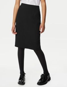 For older pupils, this pencil school skirt will keep them looking smart and stylish. Stain and Weatherproof finish repels water and stains and Crease Resistant material helps creases fall out easily. Added stretch for perfect fit and extra comfort. Black School Trousers, School Trousers, School Skirt, Marks And Spencer, M S, Perfect Fit, Stain, Pencil, Trousers