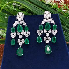 Zambian Pear Emerald Dangle Earrings H/SI Diamond 14k White Gold Gift 28.59 Tcw. Diamond Necklace Set, Gold Dangle Earrings, Gold Gift, 10 Picture, Gold Earrings Dangle, Gorgeous Jewelry, Fine Jewellery Earrings, Diamond Clarity, Diamond Gemstone