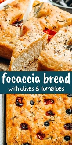 focaccia bread with olives and tomatoes