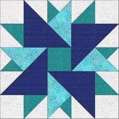 a blue and white quilted star pattern