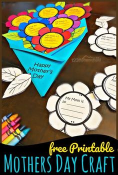 mother's day craft with paper flowers and crayons to make it look like they