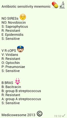 an emoticive text message with the words antibioticic, sersitivity, and mementoic on it