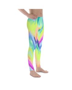 This bright and colorful design is a free and colorful interpretation of of a sound wave. The Gearbunch Rave Sound Wave Meggings is a vibrant and unique rainbow design in bright orange, pink, yellow, blue and purple. The super soft and stretchy material makes these Men's Leggings the perfect choice for a variety of activities, and you can wear them on their own or under shorts. The Gearbunch Meggings are bound to become your favorite workout apparel! Mens Leggings, Squat Proof, Rainbow Design, Sound Waves, Stretchy Material, Bright Orange, Workout Clothes, Sound, Blue And Purple