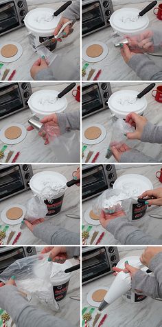 the process of making cupcakes is shown here