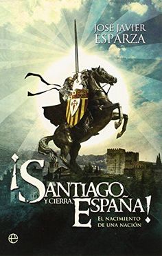 an advertisement for the movie sanitago espana, featuring a knight on horseback