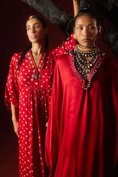 Red kaftan with bead, thread woven embellishment on neckline and sleeve hem. Paired with pant. - Aza Fashions Red Kaftan With Dupatta For Festivals, Festive Red Kaftan With Dupatta, Red Designer Kaftan For Navratri, Designer Red Kaftan For Navratri, Designer Red Embellished Kurta, Red Bollywood Kaftan For Festive Occasions, Red Embellished Kurta For Festive Occasions, Embellished Maxi-length Kurta For Diwali, Red Embellished Festive Kurta