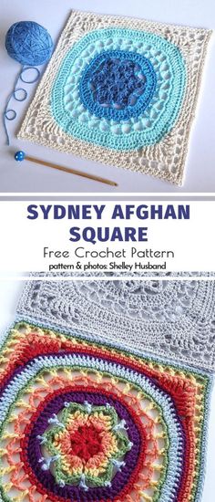 an image of a crocheted square with the words sydney afghan square on it