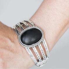 It Opens Up Easily Nickel Free Black Bangle Jewelry, Nickel-free Black Bangle Jewelry, Black Nickel-free Bangle, Black Metal Bangle Jewelry, Elegant Black Metal Cuff Bracelet, Aztec Design, Aztec Designs, Hinged Bracelet, Paparazzi Jewelry