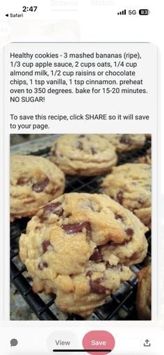 cookies are cooling on the grill in front of an instagramt for facebook users