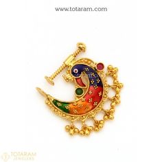 22K Gold Nose Ring - Gold Nose Pin - Gold Nath - Gold nose hoops Peacock Jewellery, Nath Nose Ring, Maharashtrian Jewellery, Marathi Bride, Nose Ring Jewelry, Gold Nose Hoop, Diamond Nose Stud, Japanese Pearls, Gold Peacock