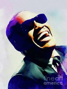 a painting of a man wearing sunglasses and a suit with his head tilted to the side