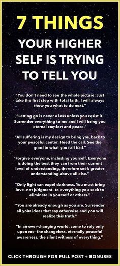 a poster with the words 7 things your higher self is trying to tell you