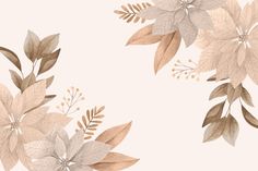 a floral wallpaper with leaves and flowers on the back ground, in neutral tones