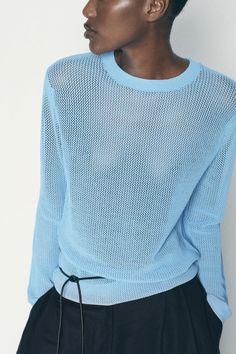 MESH KNIT SWEATER - Blue | ZARA United States Mesh Knit Sweater, Cardigan Sweater Dress, Shirt Blouses Tops, Blazer Vest, Short En Jean, Sweater Knit, Blazer Dress, Zara United States, Blue Sweaters