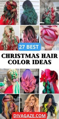 Christmas Color Hair Ideas, Holiday Hair Color Ideas, Short Hair Color Ideas Unique, Christmas Hair Dye, Christmas Hair Color Ideas, Christmas Hair Color, Holiday Hair Color, Exotic Hair Color