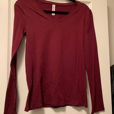 M Dark Red Shirt Zenana Outfitters Heather Maroon Long Sleeve Top For Fall, Red Fitted Long Sleeve T-shirt, Casual Heather Maroon Long Sleeve Top, Casual Long Sleeve Heather Maroon Top, Dark Red Shirt, Dark Red Top, Halloween 2024, Red T Shirt, Red T