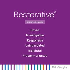 the restorative program is shown in purple and white with multicolored stripes