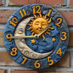 Mystic Sun Moon Wall Clock Celestial Wall Clock-MoonChildWorld Celestial Home Decor, Moon Home Decor, Celestial Home, Moon Clock, Diy Projektit, Moon Decor, Old Clocks, Moon Wall, Mystical Creatures