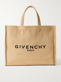 Woven from durable yet lightweight raffia, Givenchy's tote is perfect for trips to the beach. It's embroidered with the label's logo in black threads the front and has plenty of space inside to comfortably fit your wallet, water bottle, towel, sunscreen and a tablet. Chic Summer Bags With Embroidered Logo, Summer Beige Bag With Embroidered Logo, Beige Embroidered Logo Bag For Summer, Summer Shopping Bags With Embroidered Logo, Beige Logo Bag For Summer, Givenchy Tote Bag, Summer Style Guide, Embroidered Tote Bag, Flat Dress Shoes