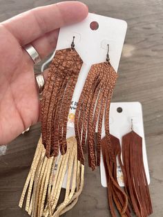 Metallic tassel earrings 4” long •FINAL SALE• Elegant Brown Adjustable Tassel Earrings, Chic Brown Dangle Jewelry, Trendy Adjustable Chandelier Dangle Earrings, Elegant Brown Dangle Tassel Earrings, Brown Fringe Tassel Earrings As Gift, Brown Fringe Tassel Earrings For Gift, Brown Fringed Tassel Earrings Gift, Linear Tassel Dangle Earrings, Brown Dangle Earrings With Tassels