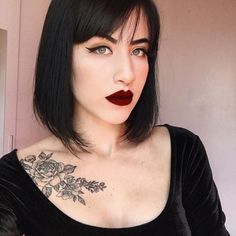 Fringe Haircuts, Cortes Bob, Black Hair Inspiration, Black Wolf, Long Bob, Brunettes, Green Eyes, Hair Goals