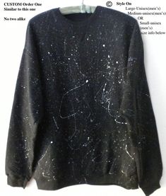 Star sweatshirt, Black crewneck sweatshirt, Paint Splatter sweatshirt, Hand painted, Graphic, Galaxy Painted Galaxy, Paint Sweatshirt, Star Sweatshirt, Dope Hoodies, Aesthetic Prints, Acid Wash Shirt, Design Streetwear, Tokyo Street Fashion, Black Crewneck Sweatshirt