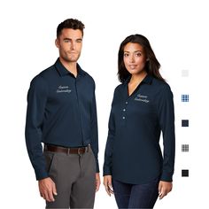 "VOLUME DISCOUNT: We offer volume discount on our website for this item: https://camelsota.com/Port-Authority-City-Stretch-Shirt-and-Tunic-Mens-&-Ladies-p546249940 LOGO EMBROIDERY: If you need logo embroidery, please add Logo Digitizing Fee in your cart: https://etsy.me/38E2izc. This is one-time per logo (not per item) fee to digitize your logo file into a stitch file for embroidery and you would not pay for it on your future orders. Logo fee is not required for text embroidery if you use our fo Corporate Shirts, Company Uniform, Text Embroidery, Uniform Ideas, Corporate Uniforms, Office Team, Logo Company, Corporate Style, Company Work