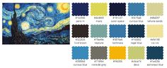 an image of the starry night with color swatches and colors to choose from