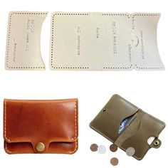 three different types of leather wallets and money