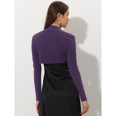 This versatile shrug is a must-have for any fashion-forward wardrobe. Its soft and lightweight knit material makes it comfortable to wear, while the long sleeves and crop length offer a chic and modern look. The clean, collarless silhouette is precisely cropped above the waist, making it the perfect cover-up for any occasion or event. You can easily pair it with a white dress or sleeveless dress to showcase your graceful gesture. With its contemporary design and effortless style, this shrug is s Short Sleeve Bolero, Bolero Shrug, Shrug Cardigan, Cropped Cardigan, Lightweight Knit, Long Sleeve Knit, Women Crop, Front Open, Effortless Style