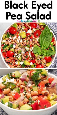 Two images of black eyed pea salad, with title text at the top. Black Eyed Pea Salad, Pea Salad Recipes, Chopped Vegetables, Salad Dressing Recipes Healthy, Black Eyed Pea, Salad Recipes Healthy Easy, Taco Salads, Salad Easy, Healthy Salad Dressing