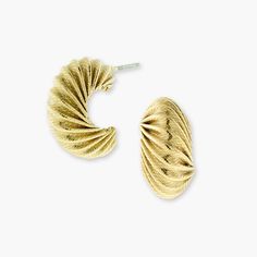 Corrugated Half Hoop Post Earrings Half Hoop Earrings, Chic Fashionista, 1928 Jewelry, Vintage Inspired Jewelry, Gold Dipped, Fine Line, Design Set, Evening Attire, Jewelry Gold