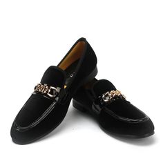 Need to spruce up your style meter? Then, pick these exquisite loafers. The velvet upper and solid pattern adds a touch of elegance, while the rubber outsole and short plush insole ensure comfort and durability. With a slip-on closure and metal decor detailing, these loafers are both convenient and stylish. Step up your fashion game with these stunning men's loafers.Specifications Upper Material: Velvet Style: Fashion Men Shoes Shoes Type: Loafers Season: Spring/Autumn Pattern Type: Geometric Outsole Material: Rubber Origin: Mainland China Occasion: Wedding Model Number: XH999-66 Lining Material: Short Plush Item Type: Loafers Item: Party and Wedding Men Shoes Insole Material: Short Plush Gender: Men Shoes Fit: Fits true to size, take your normal size Feature: Hard-Wearing,Breathable,water Party Loafers With Almond Toe Slip-on, Classic Party Loafers With Leather Sole, Party Loafers With Leather Sole, Party Slip-on Loafers With Leather Sole, Party Loafers With Leather Sole, Slip-on Style, Classic Patent Leather Loafers For Party, Classic Patent Leather Party Loafers, Flat Heel Dress Shoes For Fall Party, Fall Party Dress Shoes With Flat Heel