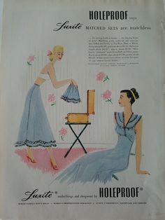 1948 women's Holeproof Luxite blue slip underwear gown vintage lingerie ad | eBay Vintage Women Advertisement, 1950 Sleepwear, 50s Ads Woman Vintage Advertisements, Slip Dress Lingerie Vintage, Vintage Lingerie Ad, Vintage Housewife, Adored Vintage, Vintage Gowns, Vintage Lingerie