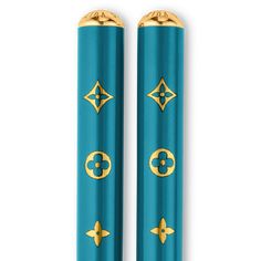 LOUIS VUITTON® - Chopsticks Set - Blue Louis Vuitton Blue, Golden Rings, Flower Motifs, Golden Ring, Blue Wood, Louis Vuitton Official, Lunar New Year, Color Dorado, Everyday Items