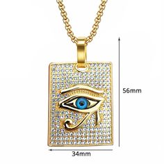 Introducing this Ancient Egypt Necklace, a stunning rectangle-shaped pendant crafted from gold-plated stainless steel adorned with shimmering rhinestones. At its heart lies the captivating blue Eye, a symbol of protection and insight from ancient Egyptian lore. This piece harmonizes durability and elegance, offering a timeless connection to Egypt's rich cultural heritage, embodying both beauty and mystique. Metals Type: Stainless Steel Chain Type: Link Chain Chain length: 50cm We ship worldwide Blue Rectangular Spiritual Jewelry, Spiritual Blue Rectangular Jewelry, Gold Rectangular Spiritual Jewelry, Gold Rectangular Spiritual Necklace, Spiritual Gold Jewelry With Rectangular Pendant, Gold Jewelry With Rectangular Stone For Gift, Egypt Necklace, Eye Of Providence, Symbol Of Protection