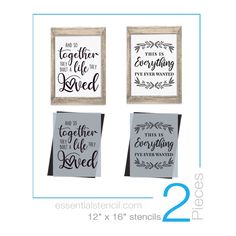 three framed canvass with the words together they are loved, and there is no one else