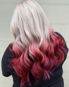 Red Hair Tips, White Ombre Hair, Reverse Ombre Hair, Reverse Ombre, Shades Of Red Hair, Red Ombre Hair, Long White Hair, Dip Dye Hair, White Hair Color