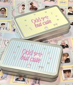 two tins with the words odd but cute on them