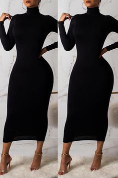 From dream wedding dresses and party dresses to perfect prom dresses and evening dresses, you're sure to find a fabulous style to match every occasion. High Neck Long Sleeve Black Dress, High Neck Long Sleeve Dress, Long Sleeve High Neck Dress, Perfect Prom Dress, High Neck Long Sleeve, Black Long Sleeve Dress, Looks Chic, Look Fashion, Kylie Jenner