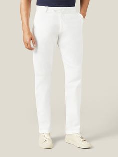 White Cotton Straight Pants, White Straight Leg Chinos For Business Casual, Classic Cotton Chinos With Five Pockets, Spring Cotton Straight Fit Chinos, Spring Straight Fit Cotton Chinos, Cotton Chinos With Five Pockets, Cotton Chinos With Five Pockets For Spring, Spring Cotton Chinos With Straight Fit, Spring Cotton Chinos With Five Pockets