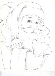 a drawing of santa claus holding a bag