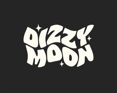 the word dizzy moon written in white on a black background