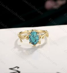 Vintage Turquoise Engagement Ring | Oval Turquoise Ring | Leaf Wrap Ring | Solid Gold Ring | Nature Inspired Promise Ring ✦ Handmade ✦ Material: SOLID 14K/18K white/rose/yellow GOLD ✦ Item#:2021642 ✦ Center stone: Turquoise  ✦ Size: 5*7mm Oval Cut Production We are jewelry artisans and manufacturers.  Every ring is made from the very scratch, and made by hand and carefully polished. Custom orders Custom orders are welcome! convo us and we can work out a price and design for your specialty order. Turquoise Ring Engagement, Wrap Ring, Engagement Rings Oval, Rose Yellow, Solid Gold Rings, Ring Oval, Vintage Turquoise, Wrap Rings, Engagement Rings Sapphire