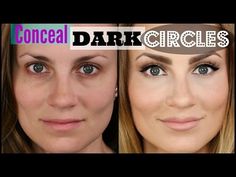 how to hide dark circles with makeup under eyes conceal concealer makeup cover eye bags foundation angela lanter hello gorgeous Conceal Dark Circles, Dark Under Eye Circles, Under Eye Circles, Under Eye Makeup, Maybelline Instant Age Rewind